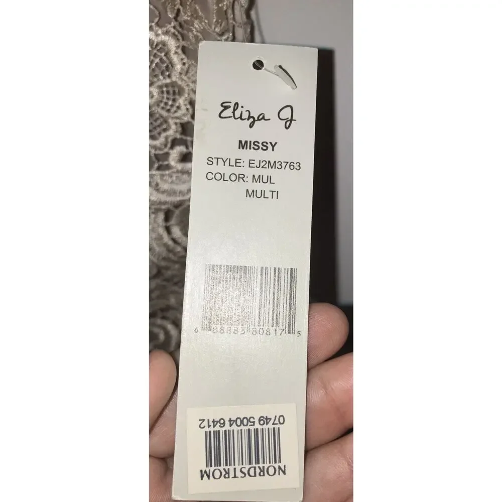 Eliza J MISSY Women's Dress Size 8 Lace Coral‎ Gold Beige Shift Mini Formal NWT - Picture 5 of 6
